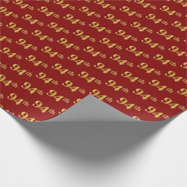 Papel De Presente Evento vermelho, Faux Dourado 94º (94º) (Ponta)