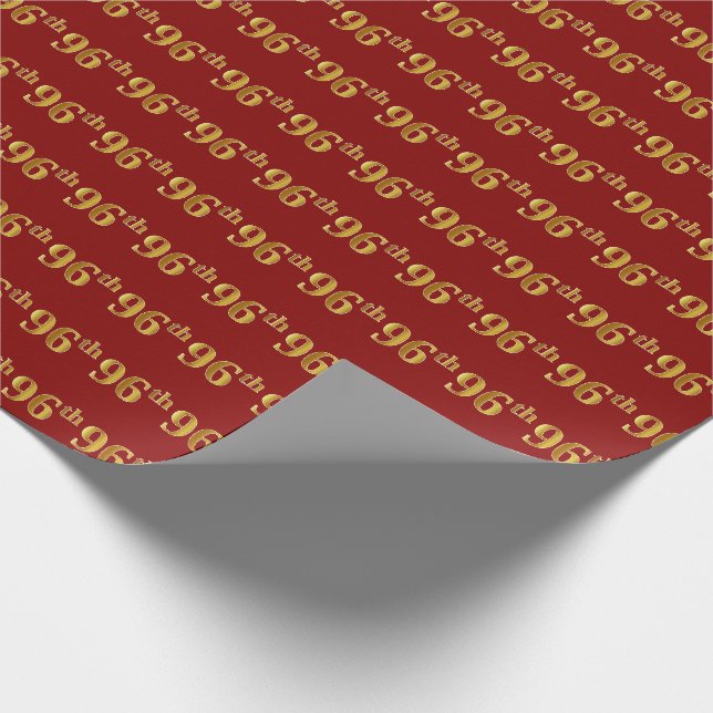 Papel De Presente Evento vermelho, Faux Dourado 96º (90º-Sexto) (Ponta)