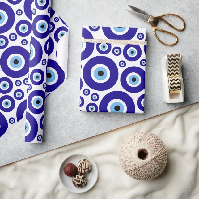 Papel De Presente Evil Eye Pattern, Greek Eye, Turkish Eye, Nazar (Artesanato)