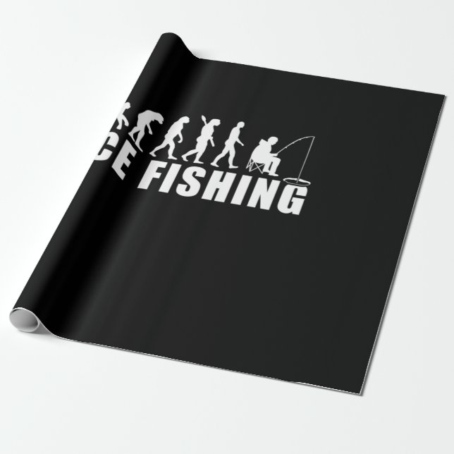 Papel De Presente Evolução Da Pesca Do Gelo Da Pesca (Desenrolado)