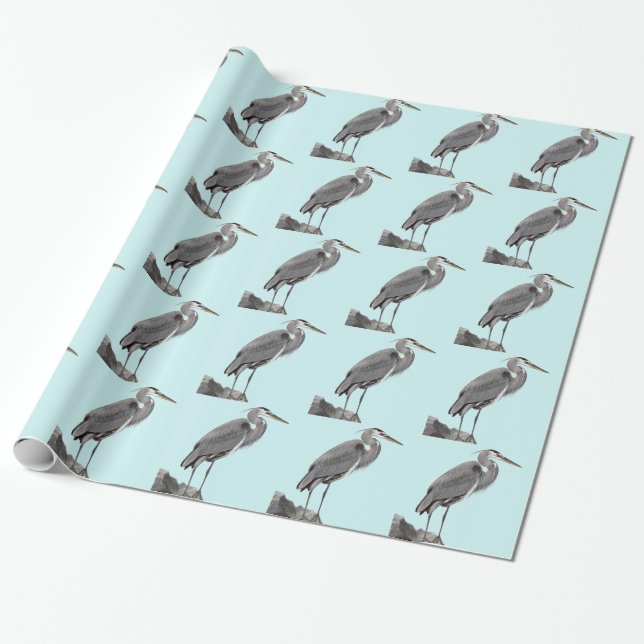 Papel De Presente Excelente Blue Heron (Desenrolado)