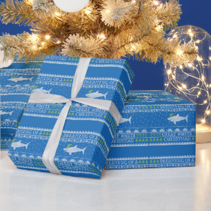 Papel De Presente Excelente de estilo doce branco Natal azul