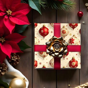 Papel De Presente Excelente Enfeites de natal Vermelhos e Dourados