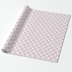 Papel De Presente Excelente padrão xadrez de cinza e rosa
