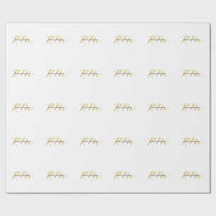 Papel De Presente Exclusivo Nome Moderno Monograma Cor Dourada Única