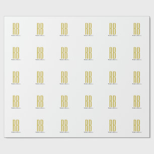 Papel De Presente Exclusivo Nome Moderno Monograma Cor Dourada Única