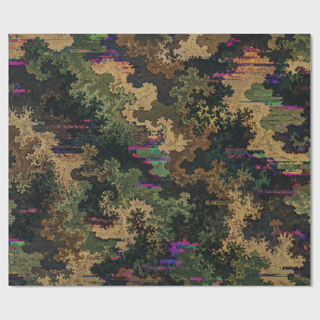 Papel De Presente Exército Camuflado Glitch (Aberto)