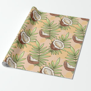 Papel De Presente Exótico Padrão do Lover de Fruta de Coco no Verão