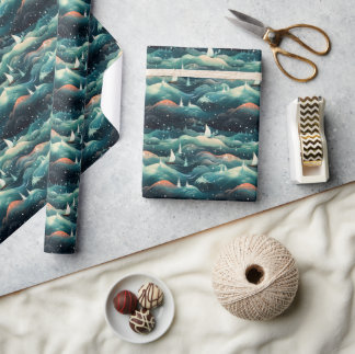 Papel De Presente Expedição por Aurora Ártico: Icy Adventure Design