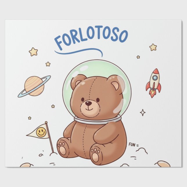 Papel De Presente Explorador Espacial Teddy (Aberto)