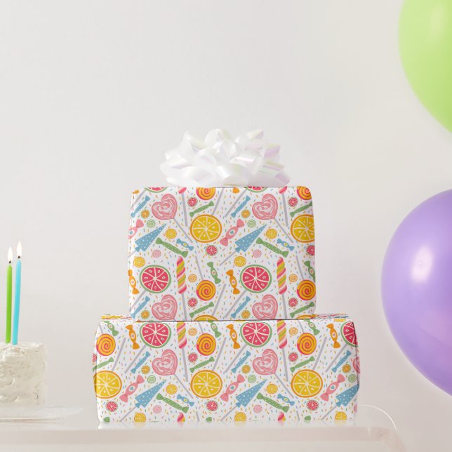 Papel De Presente Explosão arenosa Colorida Lollipop Laranja Cor-de- (Presentes para festas)