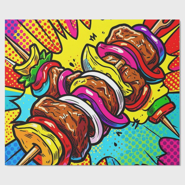 Papel De Presente Explosão de Kebab Pop Art (Aberto)