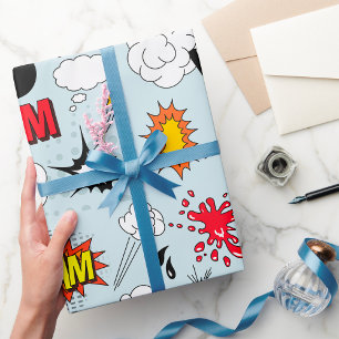 Papel De Presente Explosão de Quadrinhos Retrô Pop Art