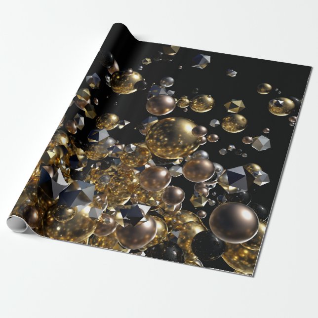 Papel De Presente Explosão elegante de Abstrato geometria - Dourado  (Desenrolado)
