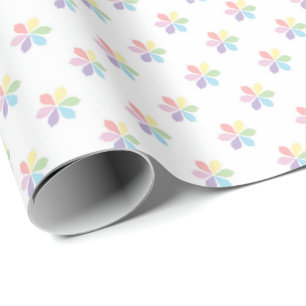 Papel De Presente Explosões de Pétalas de Arco-Íris Pastel para Bebê