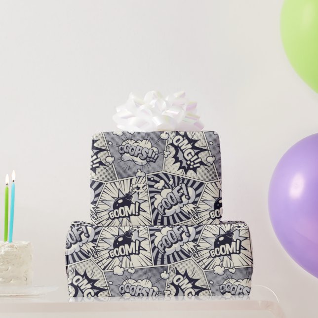 Papel De Presente Expressão de Arte Gráfica de Cartoon Comic Book (Presentes para festas)