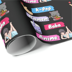 Papel De Presente Fã da cultura pop K-Pop, Ramen, Boba e Anime