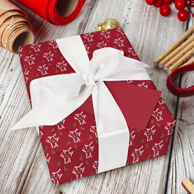 Papel De Presente Fa La Festiva Holly Christmas (Criador carregado)