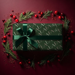 Papel De Presente Fa La Green & Pink Typografia Christmas Carol