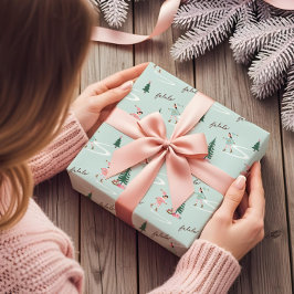 Papel De Presente Fa La La Fada Rosa Patinando Menina 