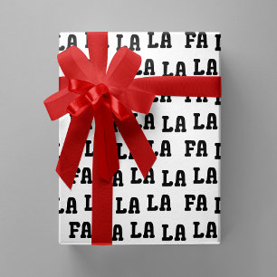 Papel De Presente Fa La La La La Natal Divertido Preto e Branco