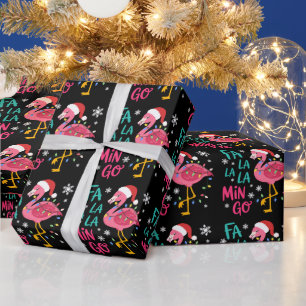 Papel De Presente Fa La La La Mingo Christmas Flamingo Pink Lover
