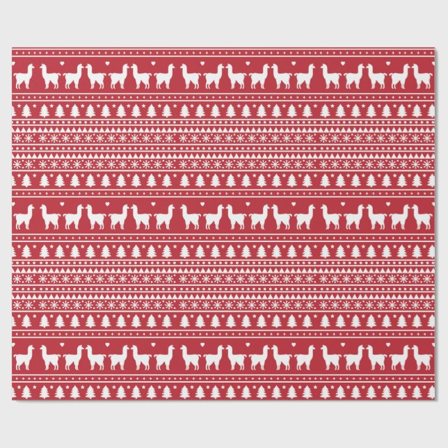 Papel De Presente Fa-La-La Llama Christmas Wrapping Paper (Aberto)