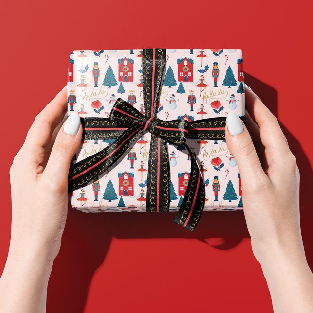 Papel De Presente Fa La Pink Nutcracker Balé de Natal Cena (Criador carregado)