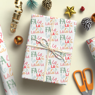 Papel De Presente Fa La Script Colorida Carol de Natal Festivo