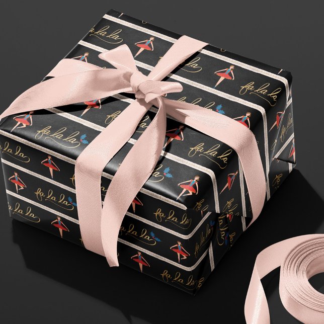 Papel De Presente Fa La Stripe Natal Nutcracker Ballerina (Criador carregado)