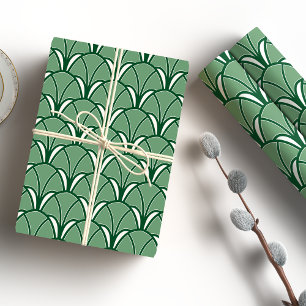 Papel De Presente Fã verde do art deco
