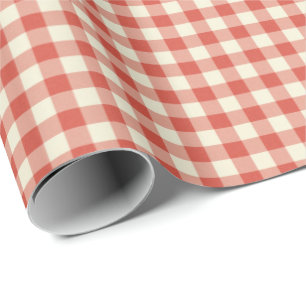 Papel De Presente Fábrica do Campo da Xadrez Vermelha Gingham Simple