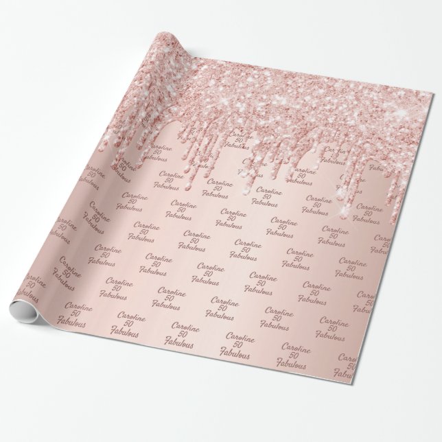 Papel De Presente Fabuloso aniversariante de rosa dourado (Desenrolado)