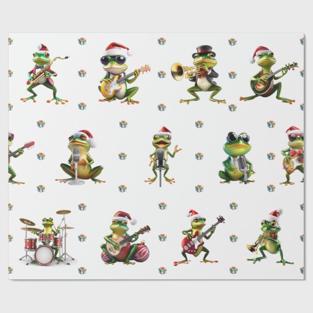 Papel De Presente Fabuloso Sapo Jazz Banda Férias de Natal em Branco (Aberto)