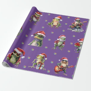 Papel De Presente Fabuloso Sapo Rock Banda Feriado de Natal Roxo
