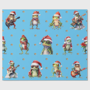 Papel De Presente Fabuloso Sapo Rock Banda Férias de Natal em Azul