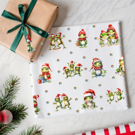 Papel De Presente Fabuloso Sapos Férias de Natal em Branco