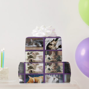 Papel De Presente Faça sua própria colagem de 10 fotos em roxo
