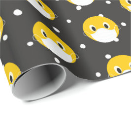Papel De Presente face amarela de sorriso com máscara médica