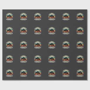 Papel De Presente Facilmente Distraída por Cães Vintage Retro Pôr do