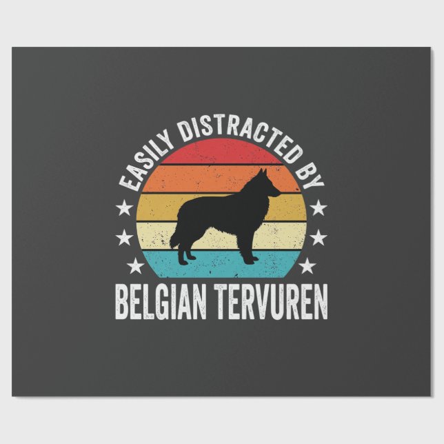 Papel De Presente Facilmente Distraído Pelo Cão Tervuren Belga (Aberto)