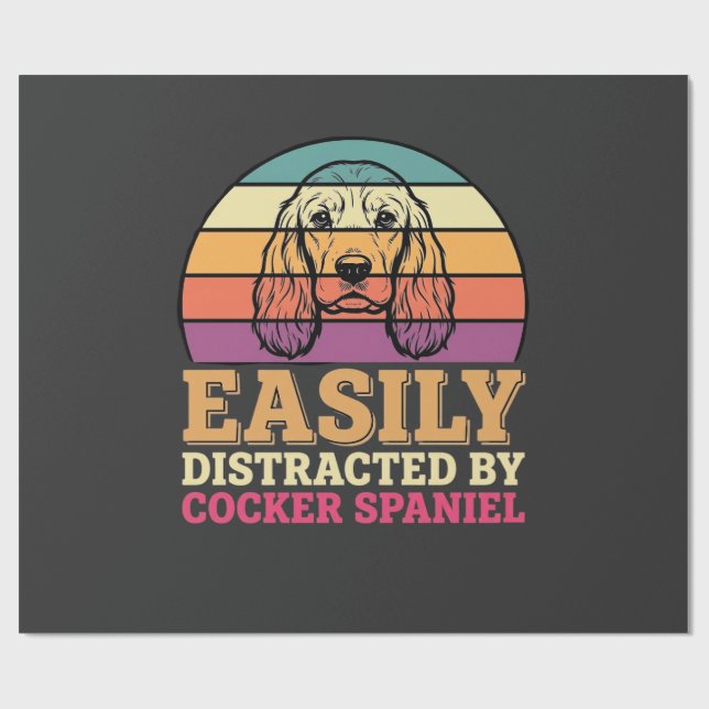 Papel De Presente Facilmente Distraído Por Cocker Spaniel Retro Cach (Aberto)