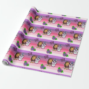 Papel De Presente Fada Caprichosa Rosa Roxo, Flores, Borboletas