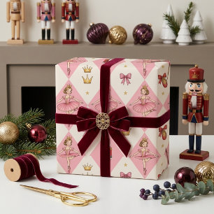 Papel De Presente Fada do Açúcar Rosa do Quebra-Nozes Natal Feminino