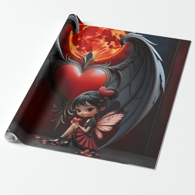 Papel De Presente Fada do Dia dos Namorados da Lua de Sangue (Desenrolado)