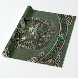 Papel De Presente Fada Esmeralda Celta & Dragão – Fantasia Encantada