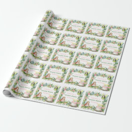 Papel De Presente Fada Verde de Pastel - Primeiro Aniversário