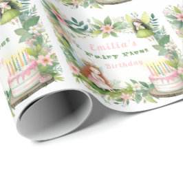 Papel De Presente Fada Verde de Pastel - Primeiro Aniversário