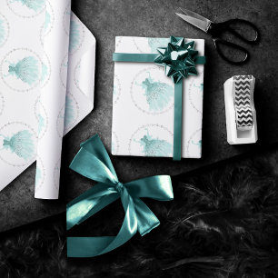 Papel De Presente Fada Wing Mint Gown   Luxe Pearl Green Aqua Sheen