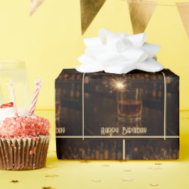 Papel De Presente Fagulha de Festa de Aniversário em um Copo de Uísq
